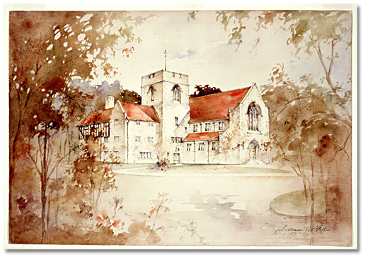 Watercolour: Proposed design for Baby Point Methodist Church : perspective drawing, [ca.1913]