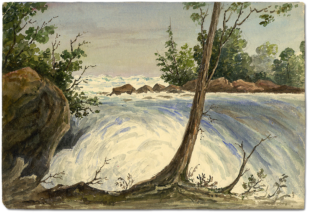 Aquarelle : Unidentified falls in Canada, [vers 1870] 