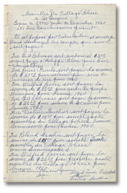 Minute Book of the Police Village of St. Eugène, 1959-1974, page 1