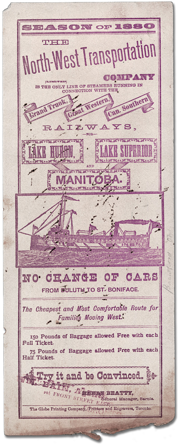 North-West Transportation Company adverstisement, 1880