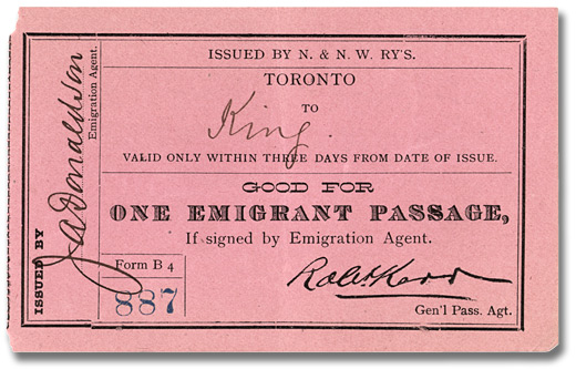 Emigrant Passage Ticket