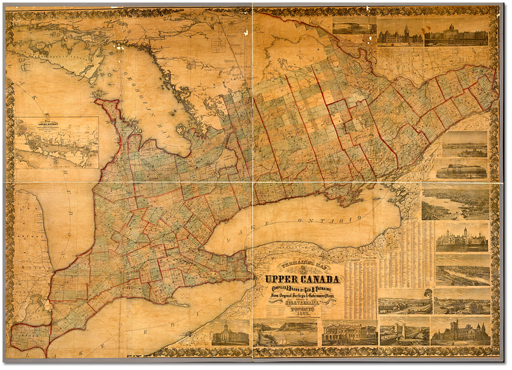 Tremaines Map of Upper Canada, 1862