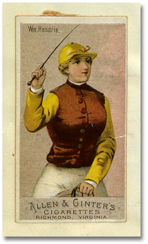 Détail d’une carte de collection d’une compagnie de cigarette, de l’album de souvenirs de Mary Murray Hendrie, [1880-1893]