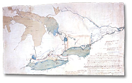 [Sketch map of Upper Canada showing the routes Lt. Gov. Simcoe took on journeys between mars 1793 et septembre 1795], [1795]