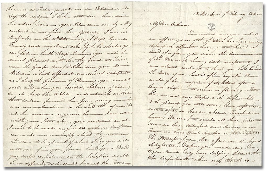 Letter from William Merritt (12 Mile Creek) to Catherine Prendergast, February 9, 1814 (pages 1 and 4)