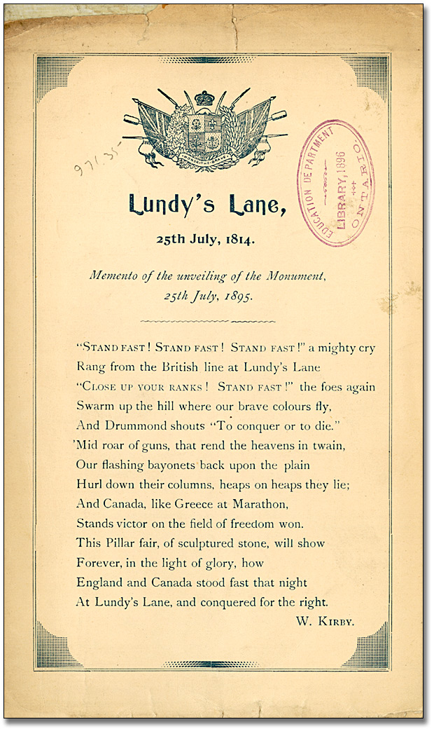 Poster: Lundy's Lane, July 25, 1895