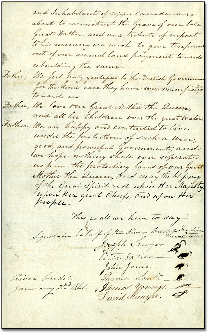 Lettre des « Indiens de la rivière Credit », 2 janvier 1841, (Page 2)