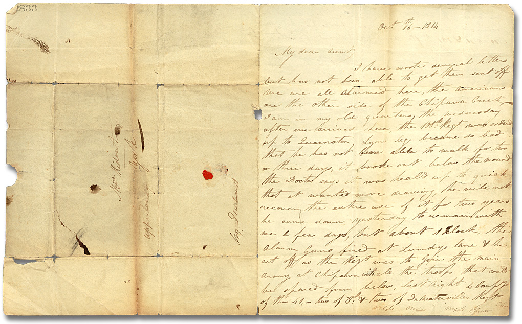 Letter from Cathe Lyons (Chippewa) to Mrs. Thomas Ridout, October 16, 1814 (Pages 1 and 4)