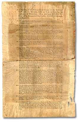 Broadsheet announcing the resolutions of the inaugural meeting of the Loyal and Patriotic Society, 1812