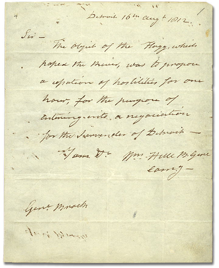 Second message from Brigadier-General Hull to General Brock, August 16, 1812