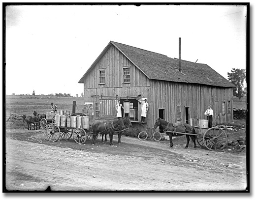 Photo: Preparing cheese for transport, cheese factory, Eastern Ontario, [between 1895 and 1910]