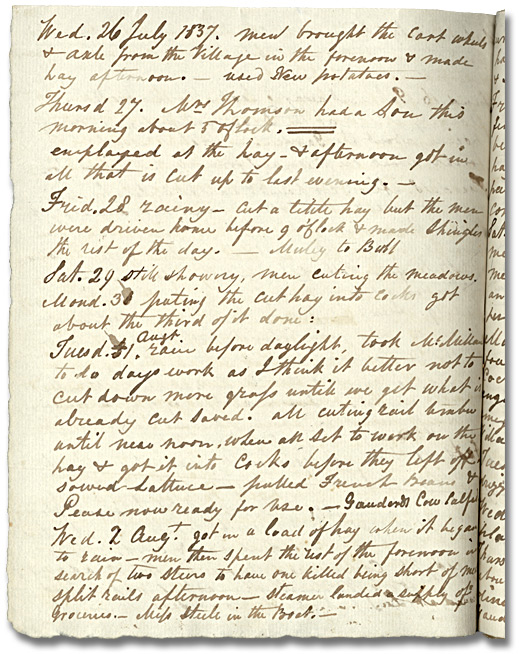 John Thomson’s diary, July 26, 1837 to August 1, 1837