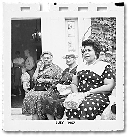 Photo: Three women at the opening of the Amherstburg Museum of Coloured Women, July 1957