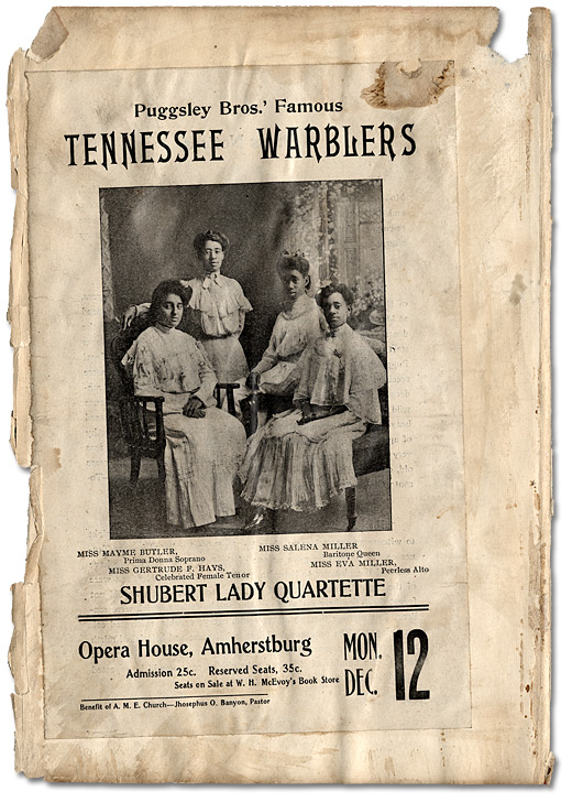 Programme d'un récital des Puggsley Bros.’ Famous Tennessee Warblers, [vers 1900]
