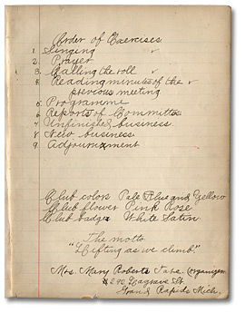 Buisy Gleanors constitution and minutes, 1887