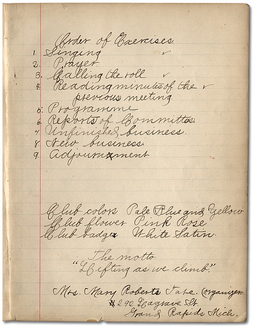 Constitution et procès-verbaux des Buisy Gleanors, 1887
