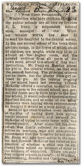News Item: In 1883, J. L. Dunn attempted to send his daughter to a school attended only by white children, causing an uproar.