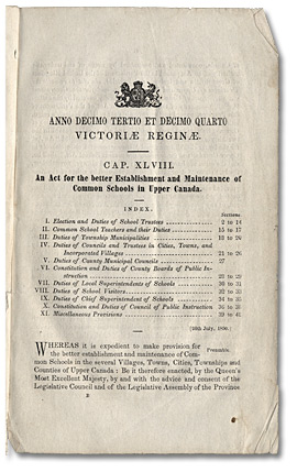 La Common Schools Act de 1850