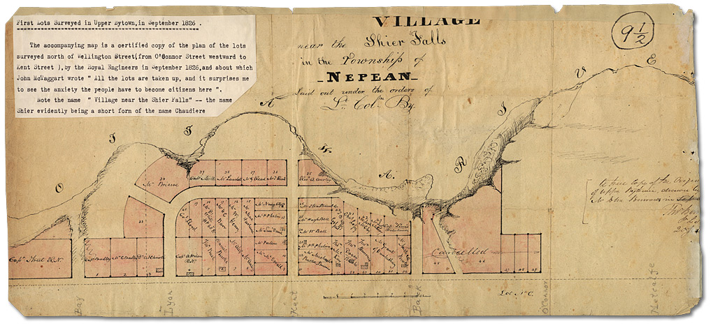 Map of village near Shier Falls, [vers 1830]