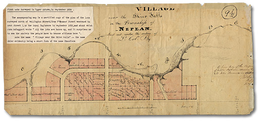 Map of village near Shier Falls, [vers 1830]