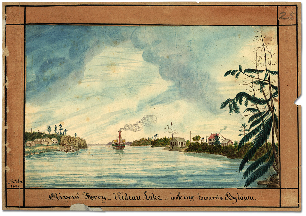 Watercolour: Oliver’s Ferry - Rideau Lake; looking towards Bytown, 1834