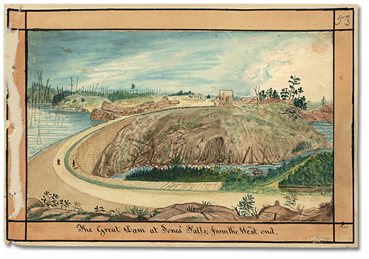 Aquarelle: The Great dam at Jones’ Falls; from the West end, 1841