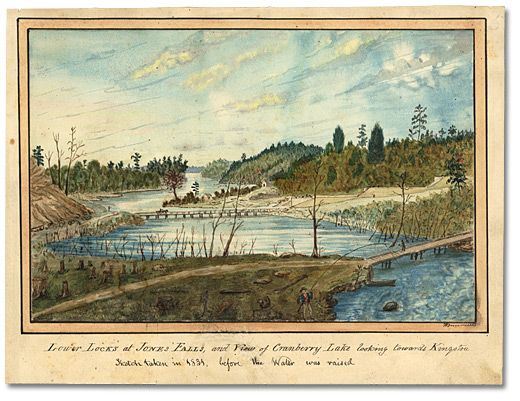 Watercolour: Lower Locks at Jones Falls, and View of Cranberry Lake looking towards Kingston, 1931