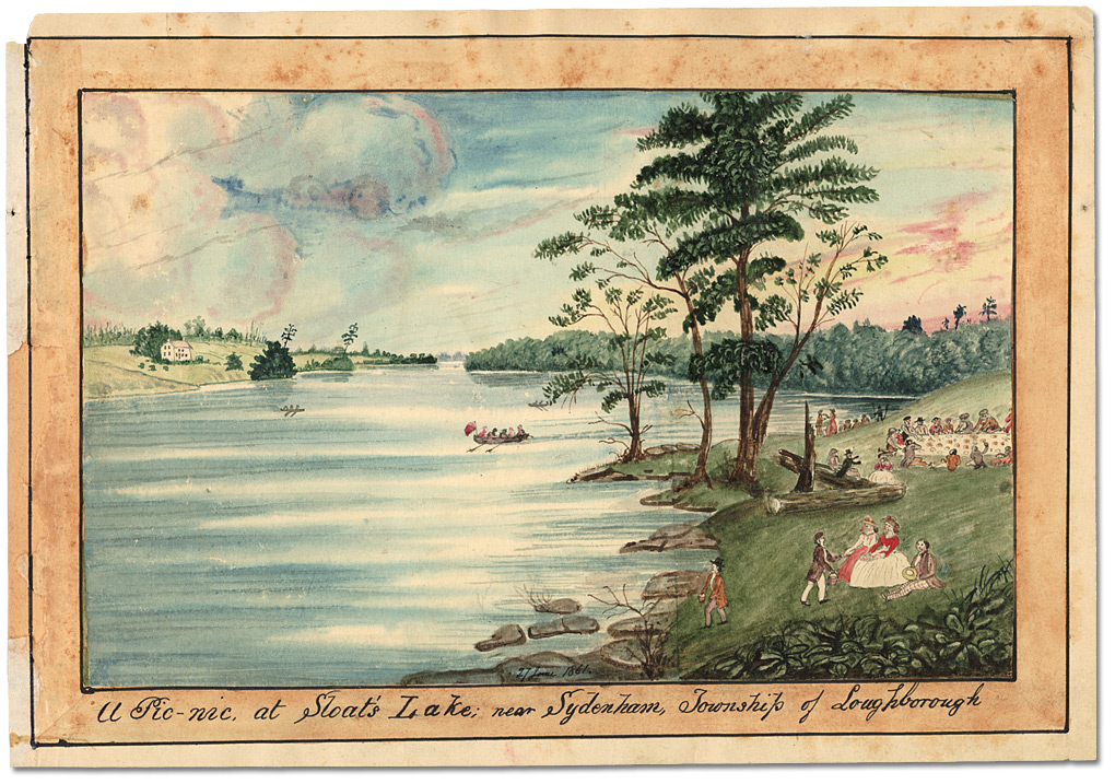 Watercolour: A Picnic, at Sloats’s Lake; near Sydenham,  Township of Loughborough, 1861