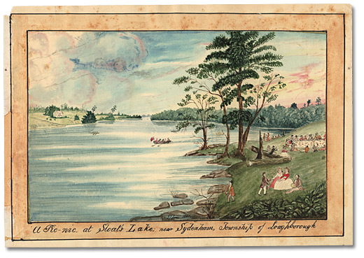 Watercolour: A Picnic, at Sloats’s Lake; near Sydenham,  Township of Loughborough, 1861
