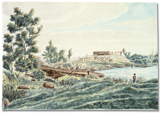 Watercolour: Kingston Mills, (Ontario), [ca. 1830]