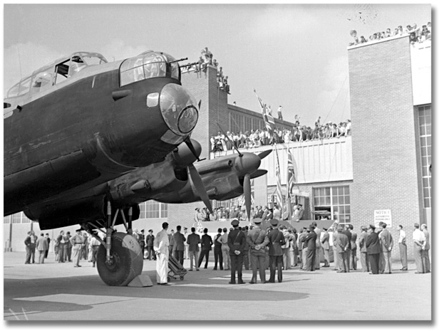 Photo: Ceremonies for Avro-Lancaster bomber, National Steel Car, 1942