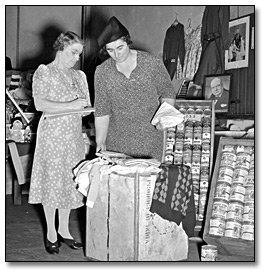 Photo: Ladies War Services League, Mimico (gathering soup, clothing, dolls, etc.), October 23, 1941