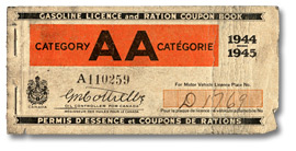 Permis d'essence et coupons de rationsCatégorie AA, 1944-45