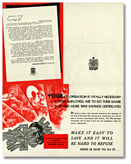 Brochure de promotion des certificats d'épargne de guerre, recto