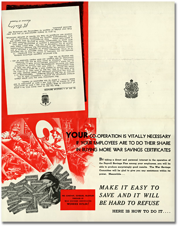 Brochure promoting War Savings Certificates, Front