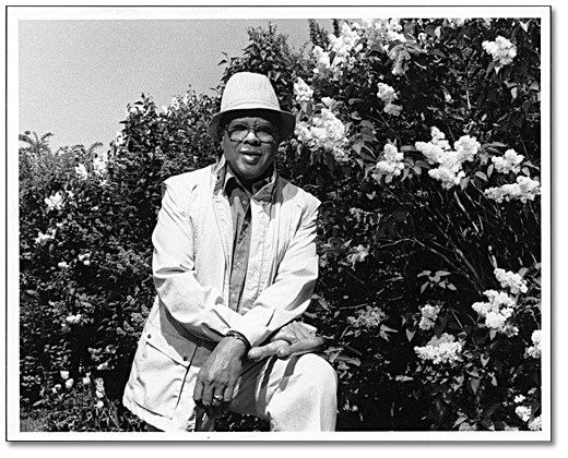 Photo: Daniel G. Hill at home in his garden, July 15, 1984