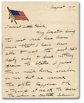 Lettre de Daniel Hill jr. à May Edwards Hill, le 1 août, 1918