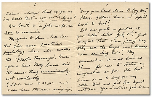 Lettre de Daniel Hill  jr. à May Edwards Hill, le 1 août, 1918, Pages 6-7