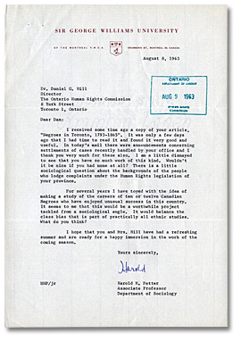 Letter from Harold H. Potter to Daniel G. Hill, August 8, 1963