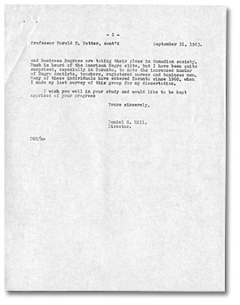 Letter to Harold H. Potter from Daniel G. Hill, September 11, 1963, Page 2