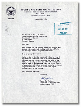 Lettre de Wagner D. Jackson à Daniel G. Hill, 24 août, 1964