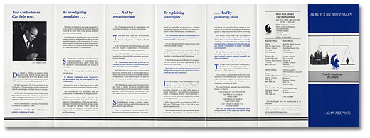Couverture : Brochure de l'Ombudsman de l'Ontario, "How Your Ombudsman…Can Help You", [vers 1984-1988]