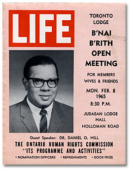 Programme d'une assemblée publique de la Toronto Lodge of B'nai B'rith, 8 février, 1965