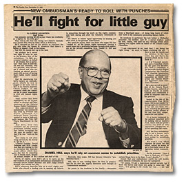 Coupure du Sunday Sun, “New Ombudsman’s Ready to Roll with Punches – He’ll fight for little guy”, 11 décembre 1983