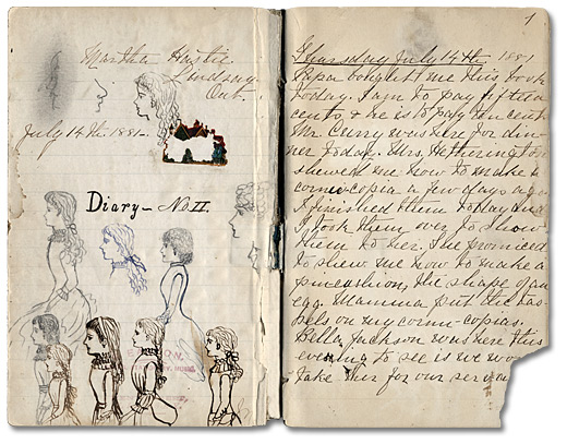 Martha Hastie’s self-portraits and first diary entry for 1881