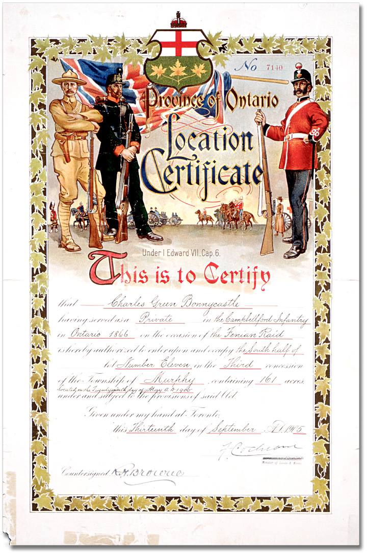 Certificat de localisation, 1905