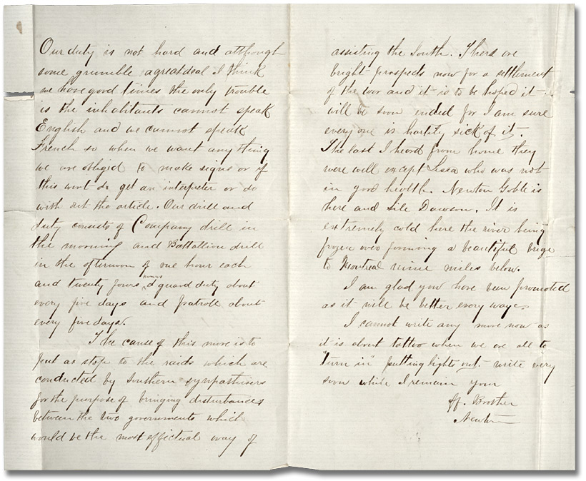 Letter, Newton Wolverton to brother Alonzo Wolverton, January 26, 1865