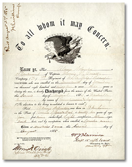 Alonzo Wolverton Discharge Certificate, 1865