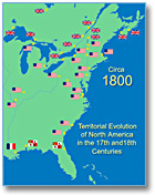 Map: Territorial Evolution of North America in the 17th and 18th Centuries