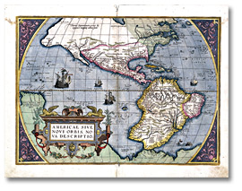 Carte : Ortellius, Abraham. Americae Siva Novo Orbis, Nova Descriptio., 1578